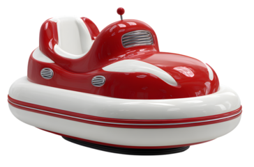 Red and white bumper car isolated on transparent background
