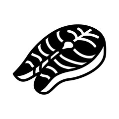 Raw Fish Steak Glyph Vector Icon