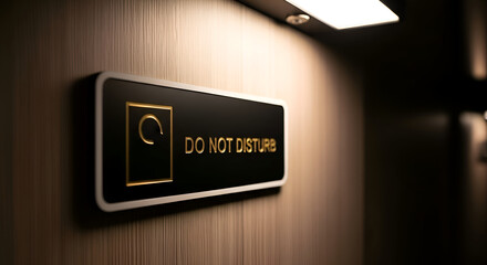 Elegant Hotel Room Sign Indicating Privacy And Tranquility In Dimly Lit Corridor