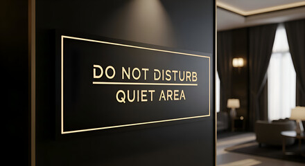 Elegant Hotel Room Door Featuring Signage Requesting Quiet and Ensuring Restfulness