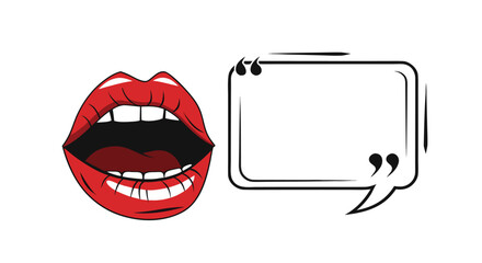 Pop art style red lips with speech bubble perfect for quotes and bold statements

