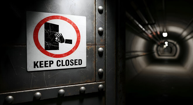 Entrance Protection Sign: Warning of Unallowed Entry into Dark Tunnels and Access Restriction