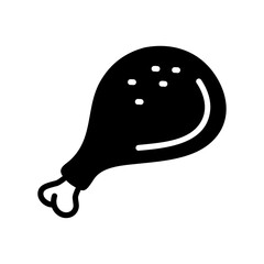 Raw Chicken Drumstick Glyph Vector Icon