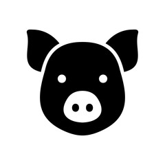 Cute Pig Head Black Glyph Icon