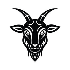 Aggressive goat mascot head drawn in detailed tattoo style vector art illustration