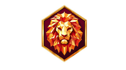 Geometric lion head emblem on a transparent background design element