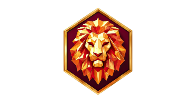 Geometric lion head emblem on a transparent background design element