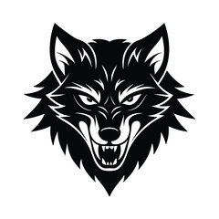Highly detailed angry wolf mascot head drawn in bold tattoo style vector art illustration