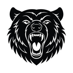 Grizzly bear mascot design in tattoo inspired art vector art illustration