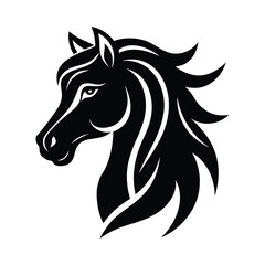 Horse mascot head designed in tattoo inspired artwork vector art illustration