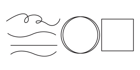 continuous one line drawing, one line circle drawing, one line rectangle drawing, continuous geometric drawing, single line shapes art, one stroke shape drawing