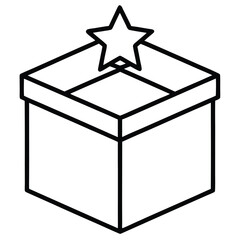 christmas box simple vector icon on black color and white background