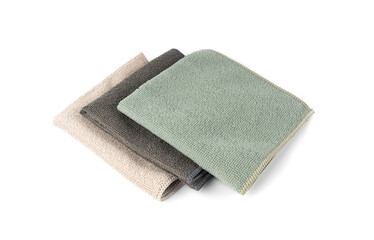 Cleaning cloth isolated, beige, grey, green wipe rag, cleaning microfiber towel, wiping cotton