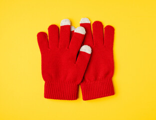 Winter Gloves, Touchscreen Wool Glove, Touch Screen Knitted Mittens, Warm Red Gloves