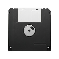 Obraz premium Retro floppy disk vector illustration, vintage data storage device, computer technology, old school file format isolated on transparent background