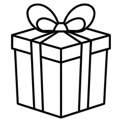 christmas gift box simple vector icon on black color and white background