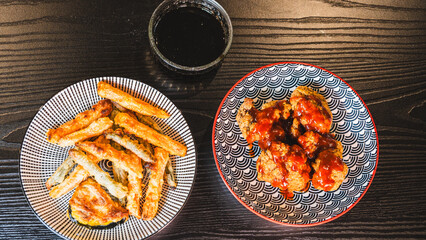 Korean Crispy Chicken with Vegetable Tempura