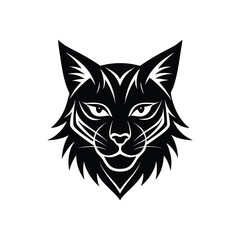 Lynx mascot head in bold tattoo art with pointed ears vector art illustration