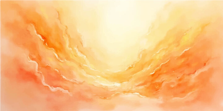 An abstract watercolor background features orange and yellow color with a bubbly texture reminiscent of fire and heat on vintage paper for an artistic design