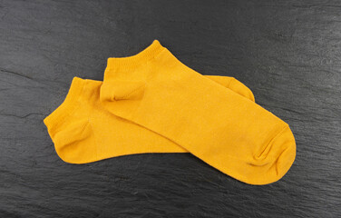 New Yellow Socks, Cotton Sportswear, Folded Classic Unisex Cotton Socks, Bright Orange Casual Hosiery
