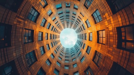 Obraz premium Circular building facade, looking up
