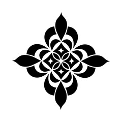 Abstract floral pattern design in black and white isolated on white background