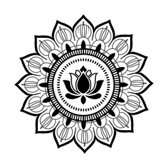 Elegant lotus flower mandala design isolated on white background