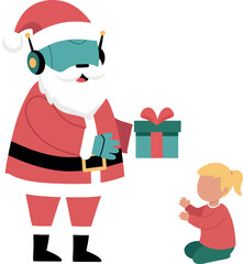 Robot Santa Claus Giving Gift