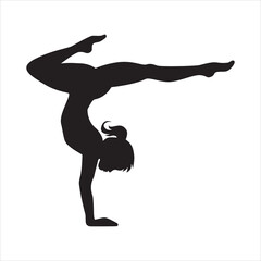 Abstract Silhouette Of Girl Practice Gymnastics Vector Illustration