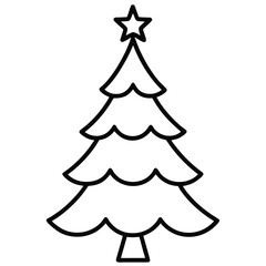 Fototapeta premium christmas tree outline simple vector icon on black color and white background