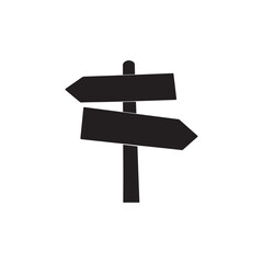 “Black Road Sign Silhouette | Direction Arrow Street Symbol Vector Illustration”