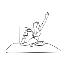 Continuous Line Drawing of Woman Doing Half King Dancer Yoga Pose