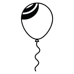 festive balloon simple vector icon on black color and white background