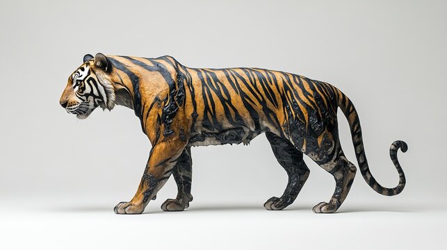 A full body photograph of a Javan Tiger (Panthera tigris sondaica) , 
