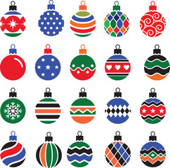 Christmas balls and festive decoration set illustration eps 10