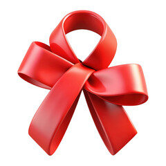 3d red ribbon awareness symbol isolated on transparent background