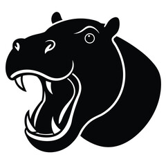 hippopotamus open mouth head vector icon on white