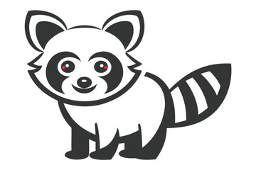 Playful Raccoon with Bold Design on White Background