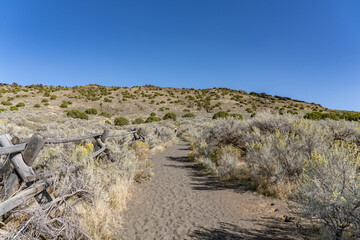 Fototapeta premium North Menan Butte Trail, tuff cones - volcanoes. Madison County, Idaho. Snake River Plain.