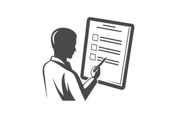 Person with Checklist Filling Form