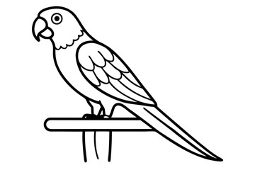 Fototapeta premium A parrot sitting on a wooden perch indoors