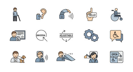 Icons Representing Accessibility and Inclusion for People with Disabilities.