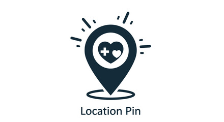 Medical location pin icon representing healthcare and emergency services.