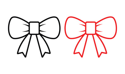 Two bows isolated on white background, one black and red