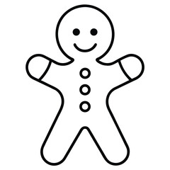 gingerbread man simple vector icon on black color and white background