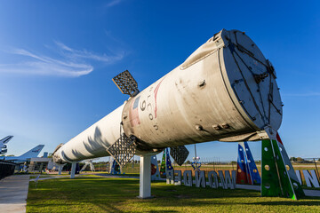 Falcon 9 Booster B1035 displayed at Space Center Houston