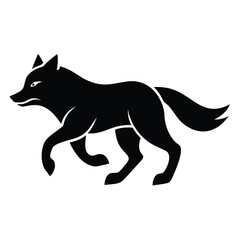 running wolf vector icon on white background