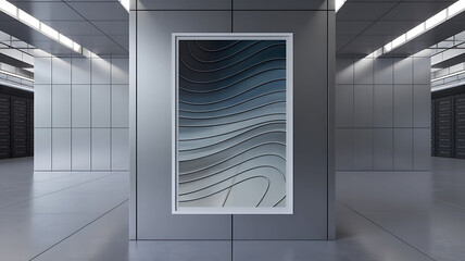 Abstract Wave Pattern Artwork in Modern Gallery Setting