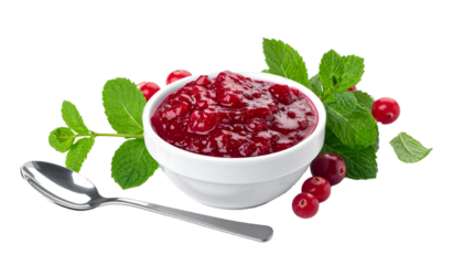 Cranberry sauce with mint and fresh cranberries