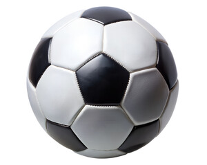 Black and white soccer ball isolated on transparent background